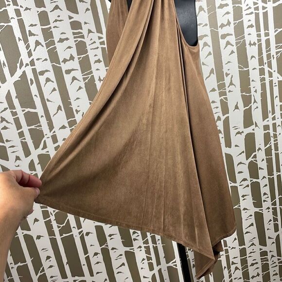 Max Edition Vicuna Faux Suede Square Lapel Racerback Vest S NEW - Picture 6 of 9